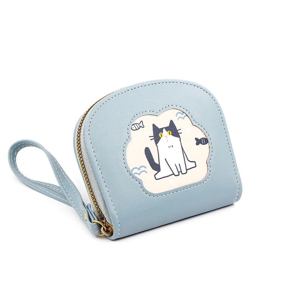 Korean Style Cartoon Cat Women's Wallet - Cute Zipper Coin Purse and Card Holder
