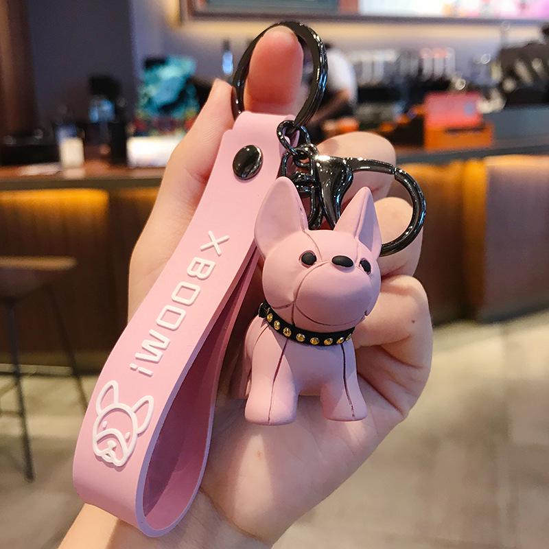 Charming French Bulldog Resin Keychain: Stylish Cartoon Pendant Accessory