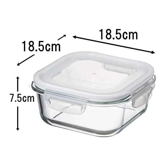 Ishigaki Sangyo Ishigaki Storage Container Size: Length 18.5 x Width 18.5 x Height 7.5cm Square 1.17L DL Heat-resistant Glass Container Microwave