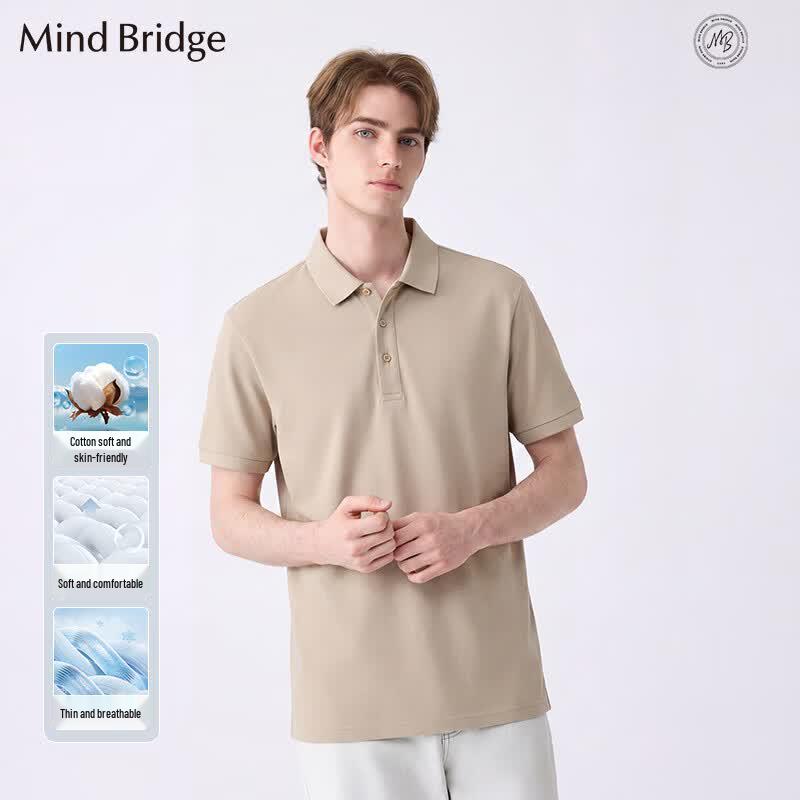 Mind Bridge Men s Short Sleeve Cotton Blend Polo Shirt 2XL легкие хаки