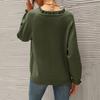 Women's Fashion Knit Casual Long,Sleeve Button,Front Ruffled Pullover Sweater