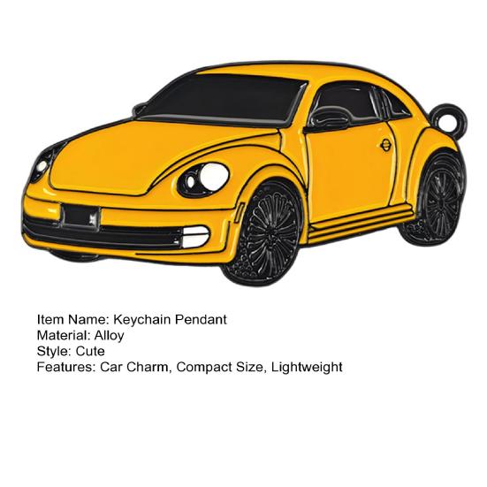 Keychain Pendant Enamel Coloring Clear Body Lines Beetle Car Shape Keychain with Metal Ring Backpack Accessory