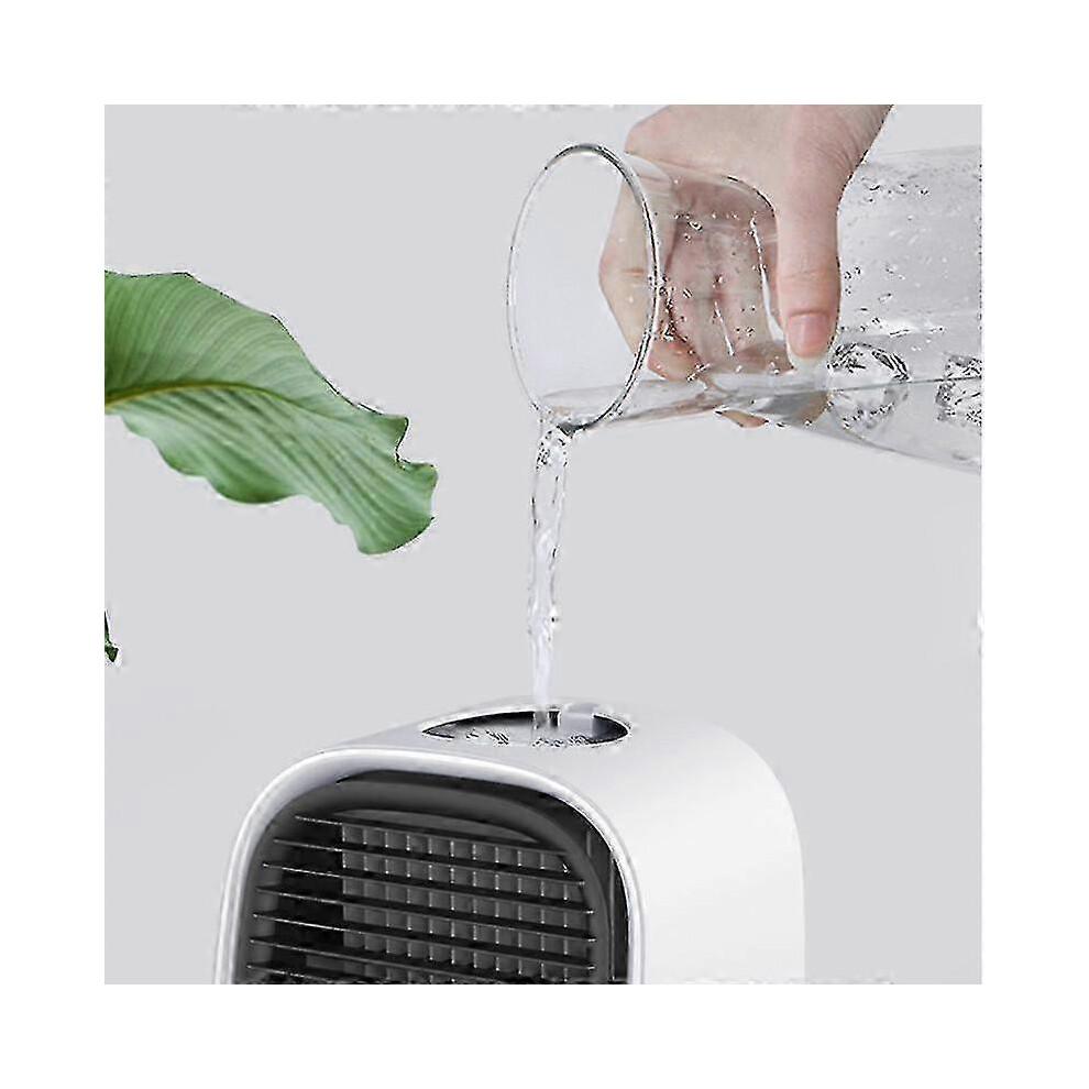 (white) Mini Usb 7 Color Humidifying Negative Ion Air Conditioner Cooling Fan -DGZD