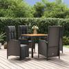 VidaXL Garden Dining Furniture and Cushions 5pcs Black Wicker 3185080