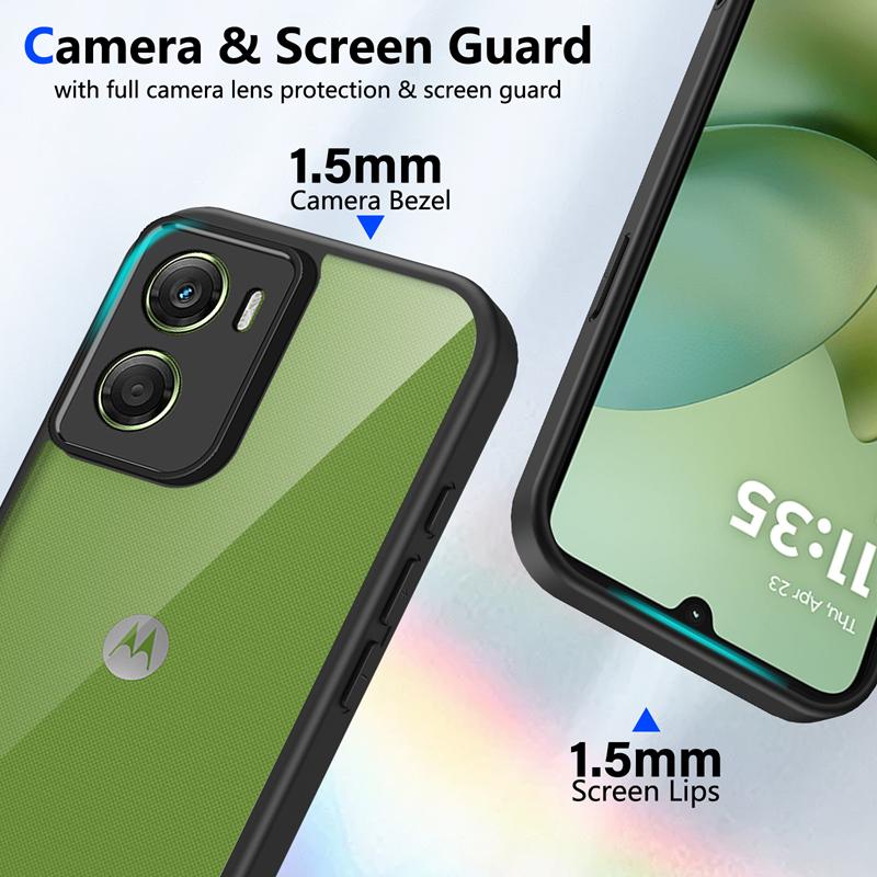 Průhledný silikonový kryt pro Motorola Moto G06 Power, zadní část z PC, nárazuvzdorný TPU nárazník, průhledný kryt pro telefon MotoG06 Power