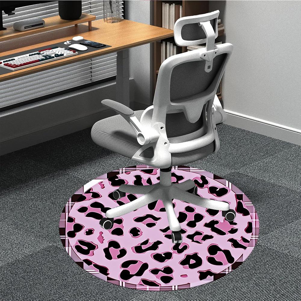 

1pc Pink Leopard Print Chair Carpet for Office, Non-slip, Soft and Durable Leisure Rug, Perfect for Office, Living Room yy251103140 80cm by 80cm