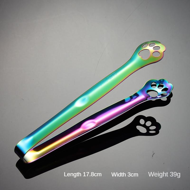 HANYANG Lebensmittelklammer in Katzenpfotenform aus 304 Edelstahl, titanplattiert, bunt, kreativ, Brotklammer, Handtuchklammer, Eisklammer