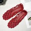 Fashion Women Jelly Flats Mesh Ballet Square Toe Fashion Slip-On Flats Lightweight Casual Slides Women Sandals Breathable Summer Beach