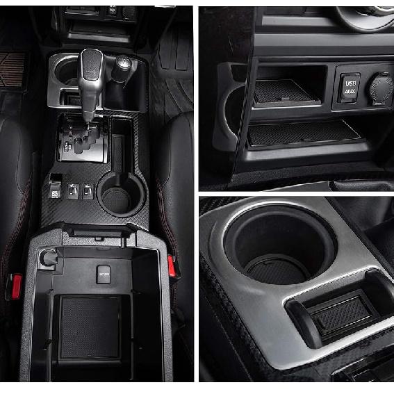 Premium Cup Holder, Console, And Door Pocket Erts Kit Compatible With Toyota 4Runner Accessories 2010-2024 (2 Row, Black Trim)-27PC Set