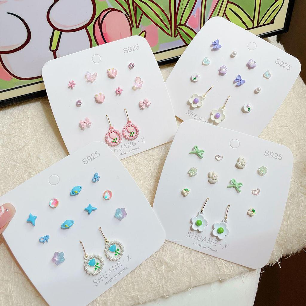 Colorful Mori Style Flower Earrings: Exquisite Silver Needle for a Sweet, Fresh, and Lovely Summer Look