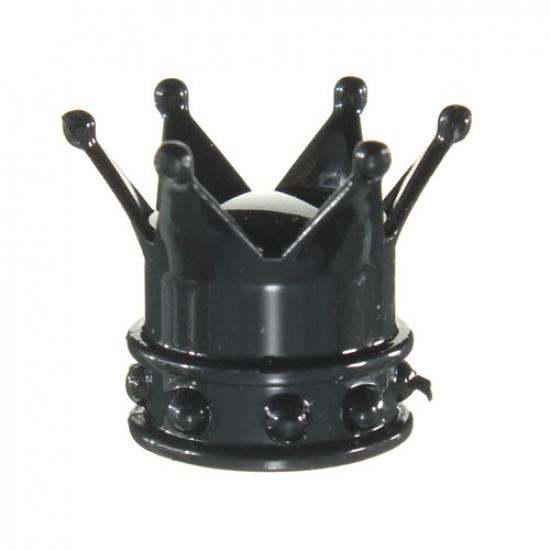 4x Crown Black Car Tire Air Valve Stem Screw Caps Cover Wheel Rims Accessories