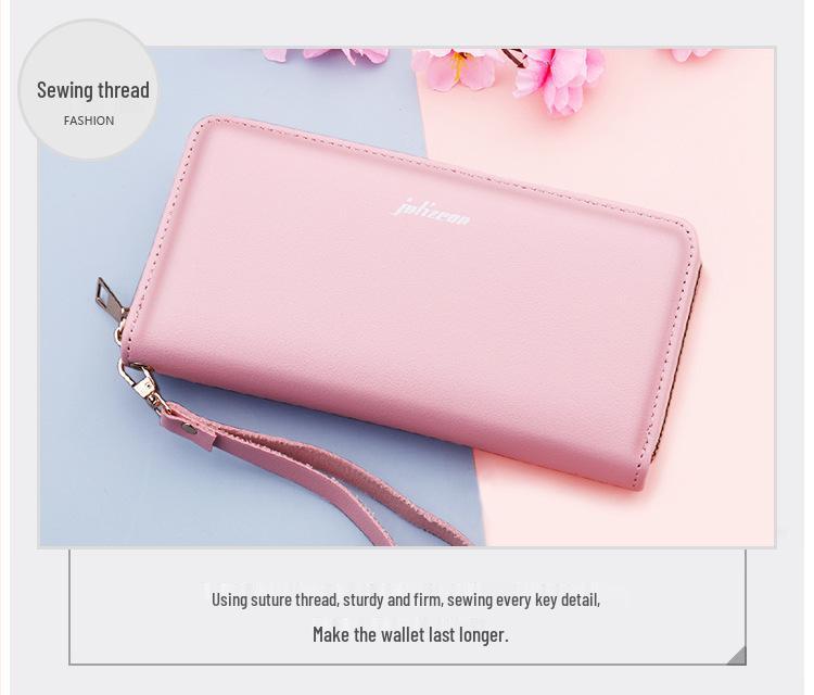 Men's Large Capacity Long Zipper Wallet Wristlet Clutch and Phone Bag