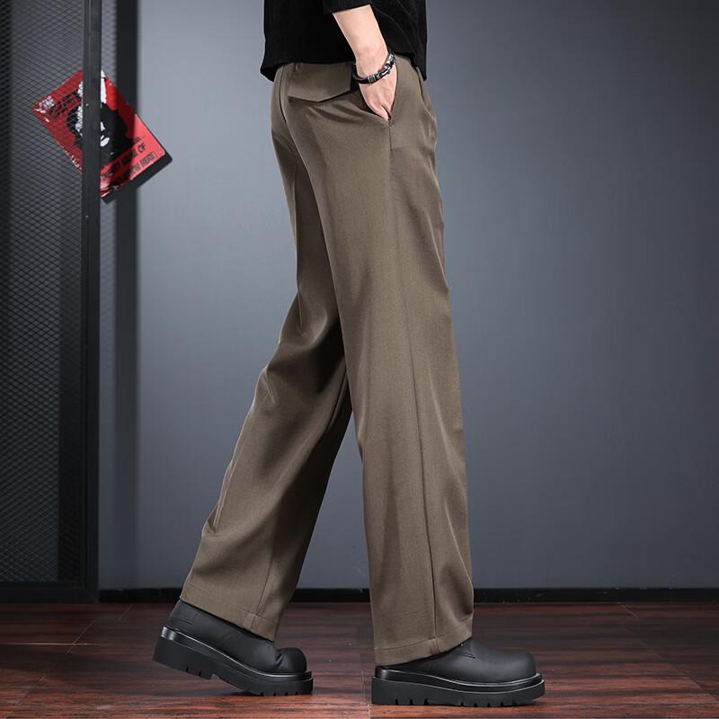 Jie Leinuo Men's Casual Straight-Leg Suit Pants