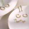 Gold-Plated Brass Hoop Earrings Fashion Set - European & American Design