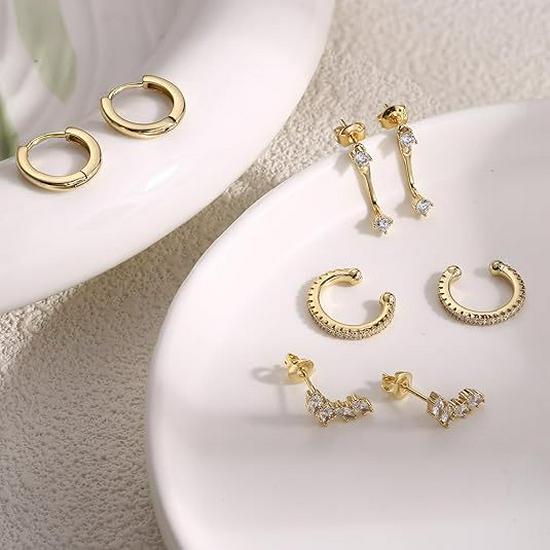 Gold-Plated Brass Hoop Earrings Fashion Set - European & American Design