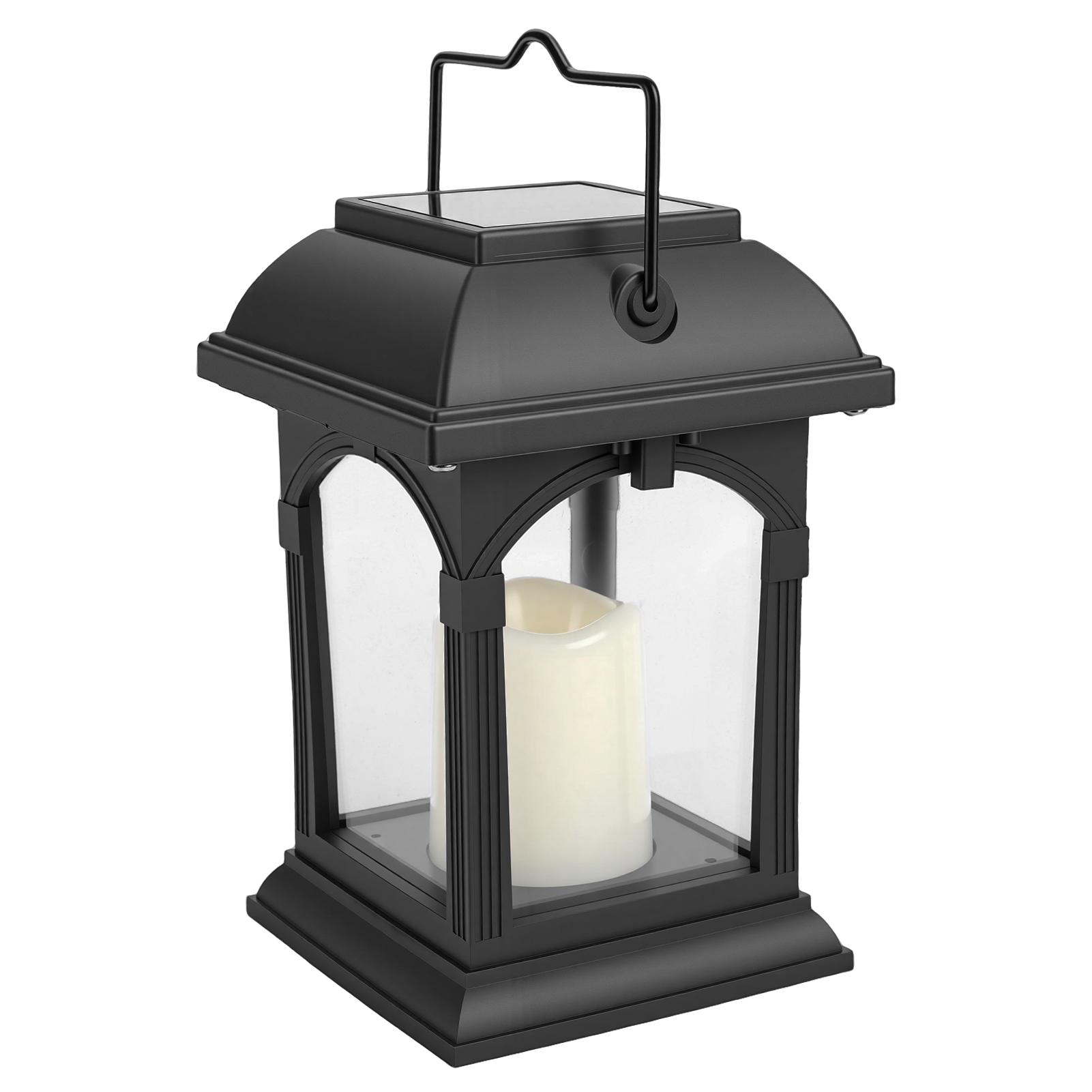 

Solar Hanging Lantern LED Light Garden Lamp with Flickering Flameless Candle Rainproof Outdoor Hanging Candle Lantern