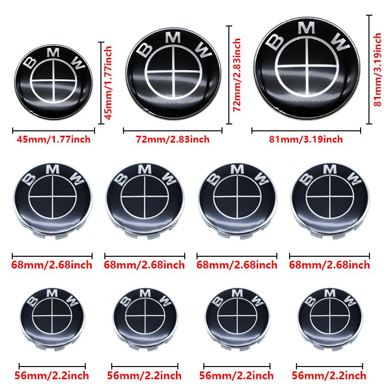MLKQ6 All Black 82mm 74mm Car Front Rear Logo 68mm Wheel Hub Center Cover Steering Wheel Center Stickers For BMW E90 E87 F20 E46 F30