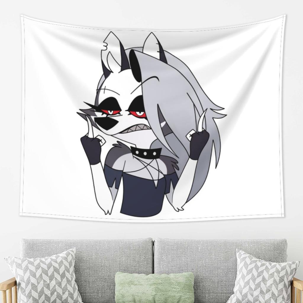 Helluva Boss Loona Tapestry Wall Hanging Aesthetic Home Decoration Tapestries for Living Room Bedroom