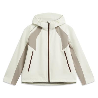 Li Ning Outdoor CF Shell Color Block Water Resistant Windproof Protective Loose Single Layer Jacket Women Jackets Off-White AJDW040-1