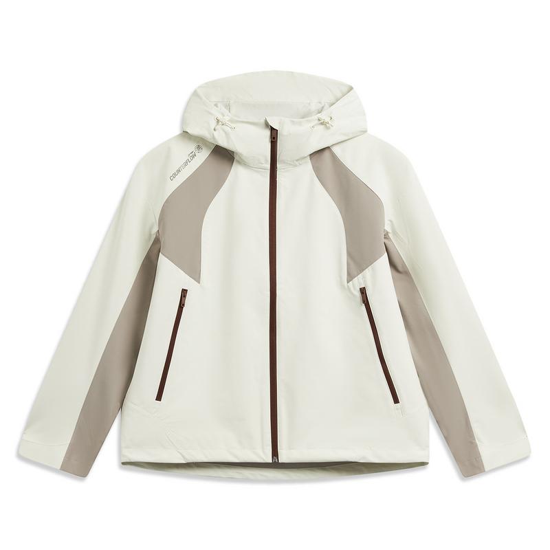 

Li Ning Outdoor CF Shell Color Block Water Resistant Windproof Protective Loose Single Layer Jacket Women jackets Off-White AJDW040-1 XL