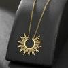 High-End Stainless Steel Sunflower Pendant Necklace - Luxurious Fashion Jewelry for Women