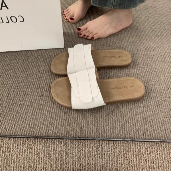 

Модные ПУ Балетки Женские Женские Тапочки Летние Резиновые Шлепанцы Ретро Обувь Женщина 2025 Резиновые Тапочки ПУ Балетки Летние Ретро 35