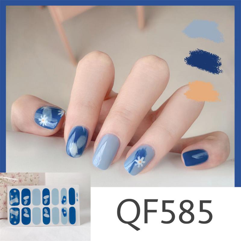 

полуотвержденные гелевые наклейки для ногтей, модные однотонные наклейки для маникюра, УФ-светодиодная лампа, гель-наклейки для ногтей, украшения для ногтей China