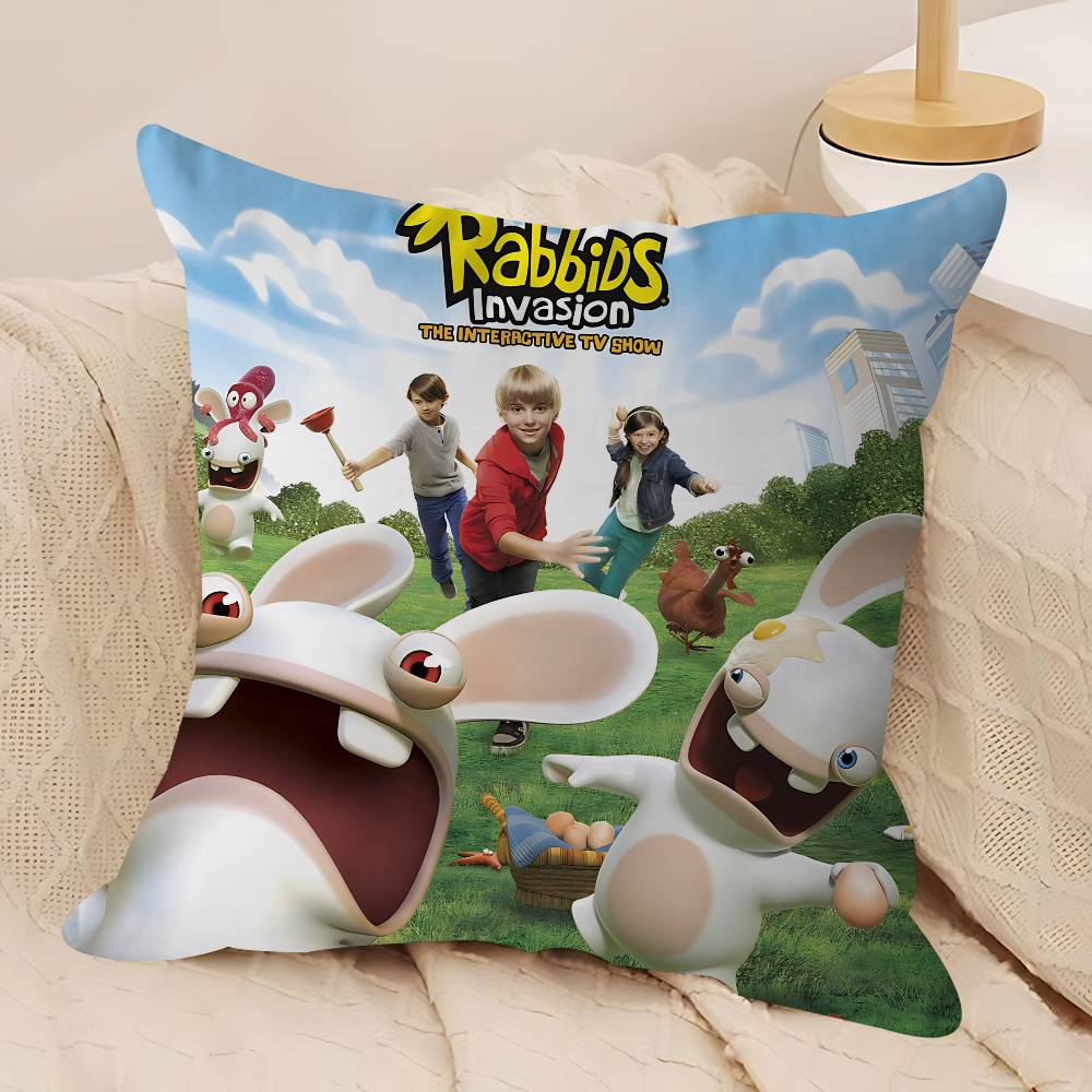CUTE Cartoon I-Invasion Rabbids Pillow Case Removable Washable Cushion Cover – All-Season Soft Linen