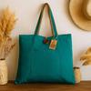 Tote Bag Reversible Jute Cotton Pocket Button Closure