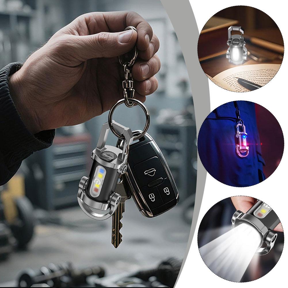 Portable LED Flashlight Keychain Multifunctional Keychain Light USB  Rechargeable waterproof Camping Pocket Lamp for Outdoor USE