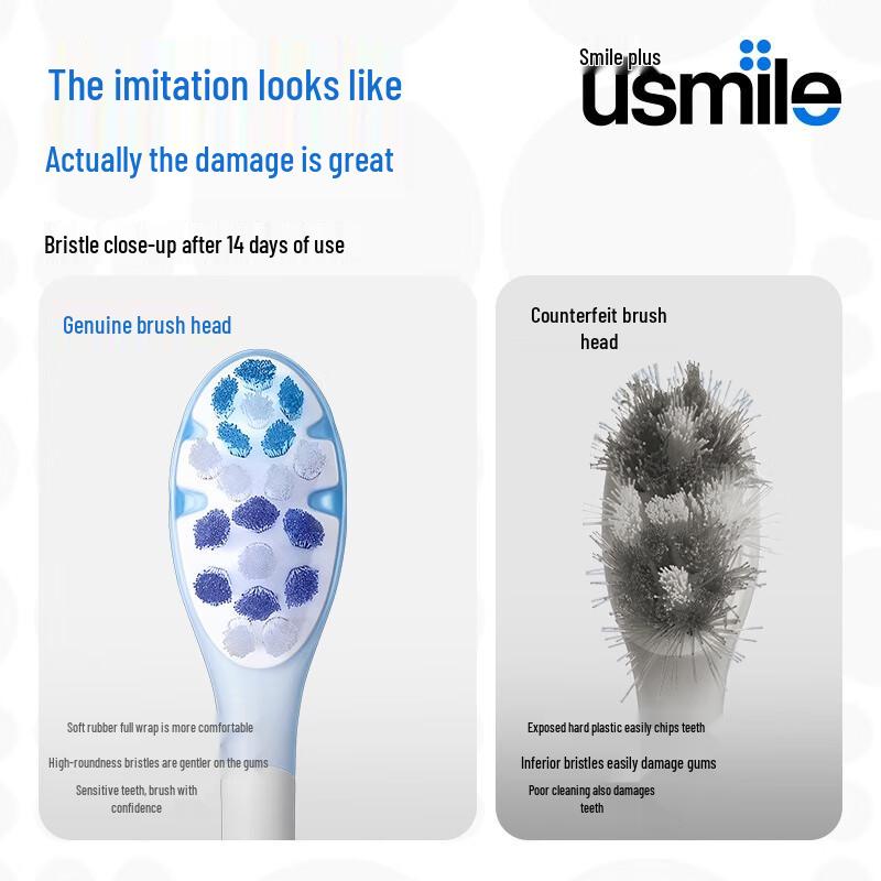 usmile Shock-Absorbing Whitening Toothbrush Heads CN Plug (adapter Included)