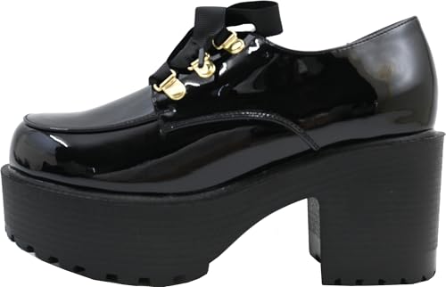 Yosuke Platform Sandals 4450002 Women's Black Enamel, Size 25.0 cm - 25.5 cm