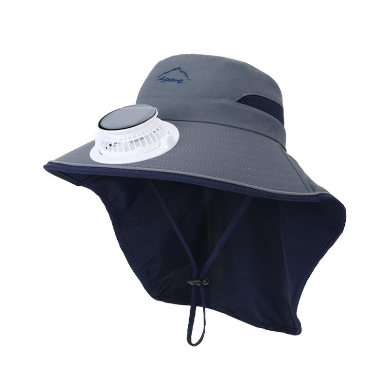 Chapéu infantil aba grande xale chapéu balde verão meninos e meninas chapéu de proteção solar para exterior chapéu de sol com ventilador solar