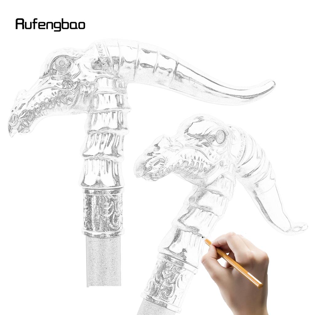 Golden White Dinosaur Walking Cane Fashion Decorative Walking Stick Gentleman Elegant Cosplay Cane Knob Crosier 93cm