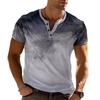 Men's Casual Striped Stand Up Collar Short Sleeved Pullover