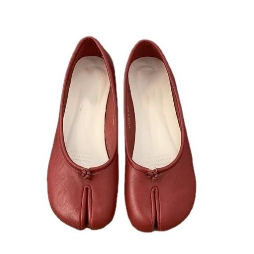 Koreanische Version von Pferdehufschuhen Zehenschuhe Damen Flachmaul Einzelne Schuhe Neu Einbeiniger Schweinsfuß Vielseitige Oma Flache Bohnenschuhe