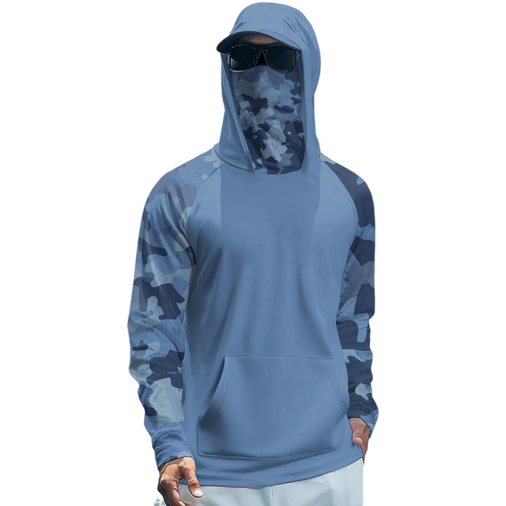 Lightweight Sun Protection Hoodie with Integrated Face Cover Long Sleeve Rash Guard Shirt for Outdoor Activities UV Shielding
