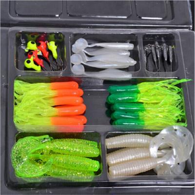 35Pcs Soft Worm Fishing Baits + 10 Lead Jig Head Hooks Simulation Lures Tackle Set