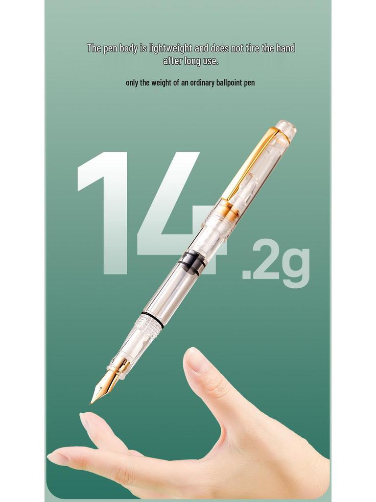 Teacher Correction Fountain Pen with Red Ink - Large Capacity Bent Nib for Grading