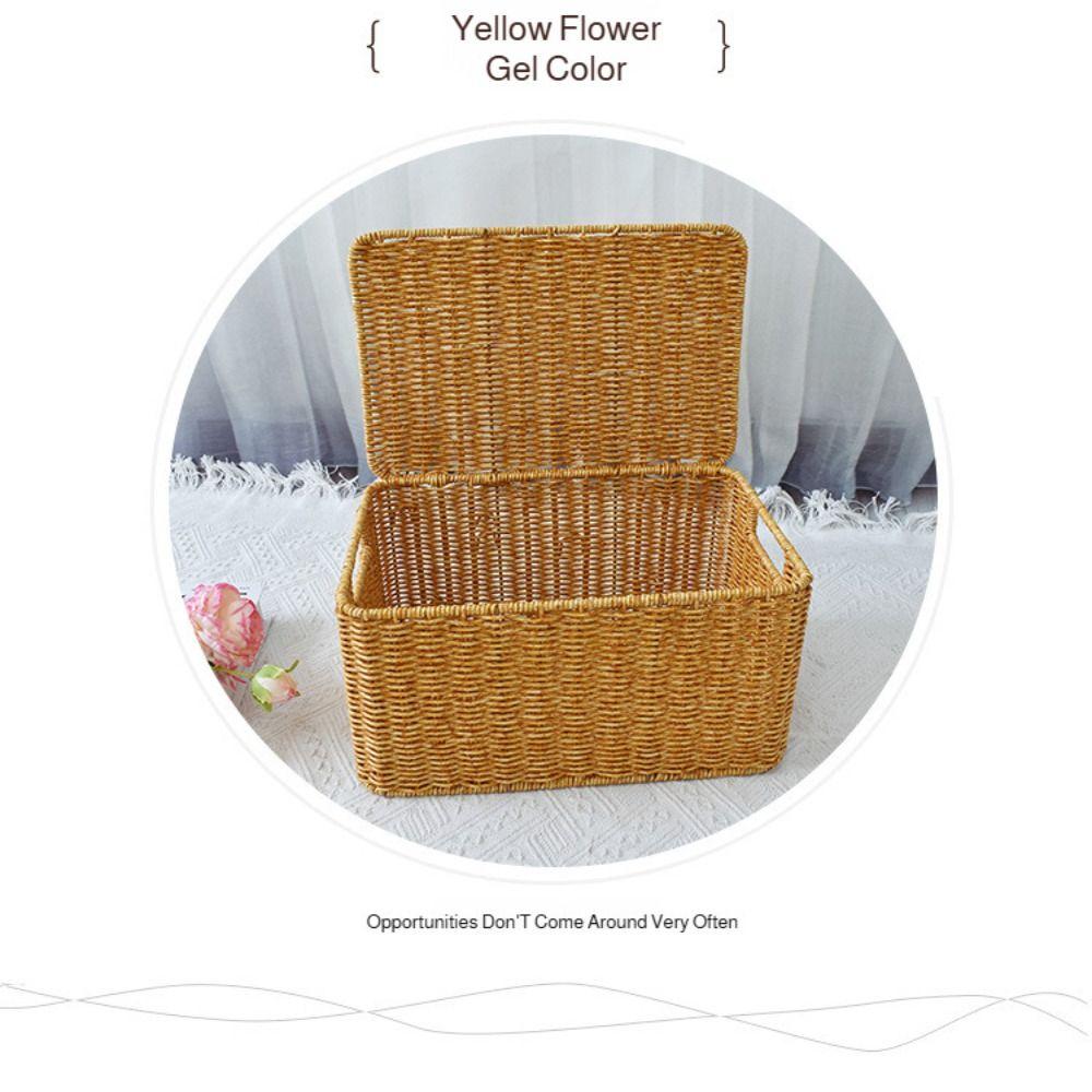 Large Capacity Rattan Storage Box Rectangular Weave Container Woven Storage Basket  Household
