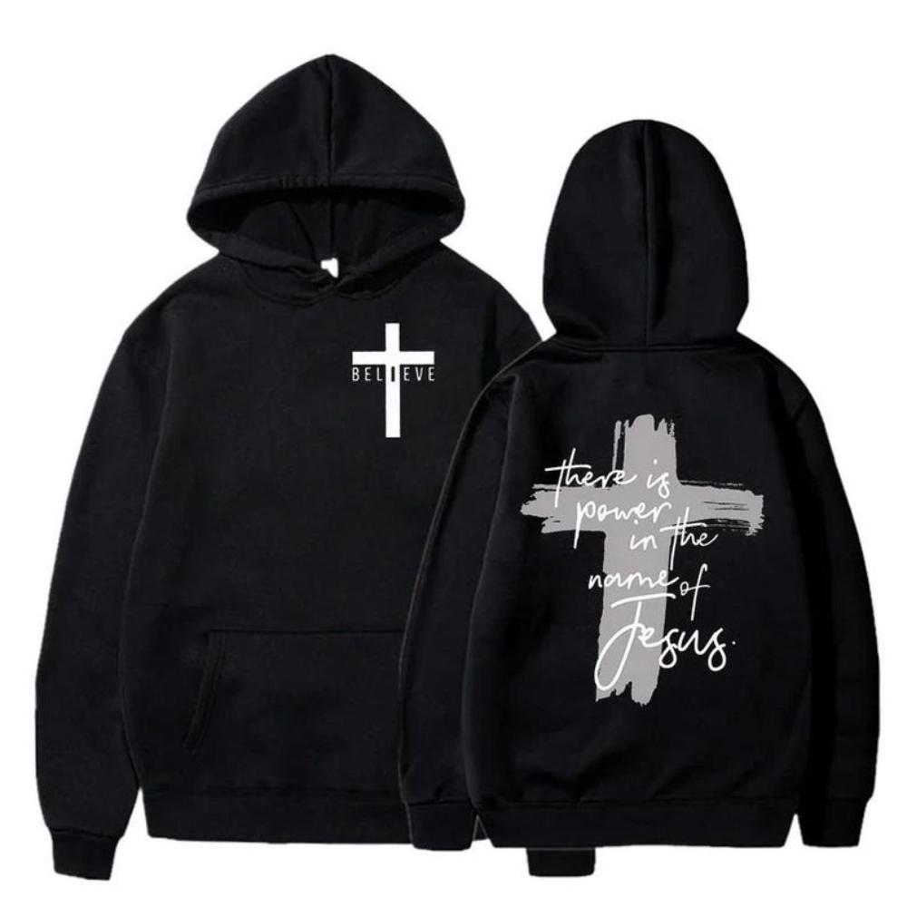 God Is Good Christian Faith Woman Hoodies There Is Power in The Name of Jesus Graphic Hoodie Fashion Streetwear