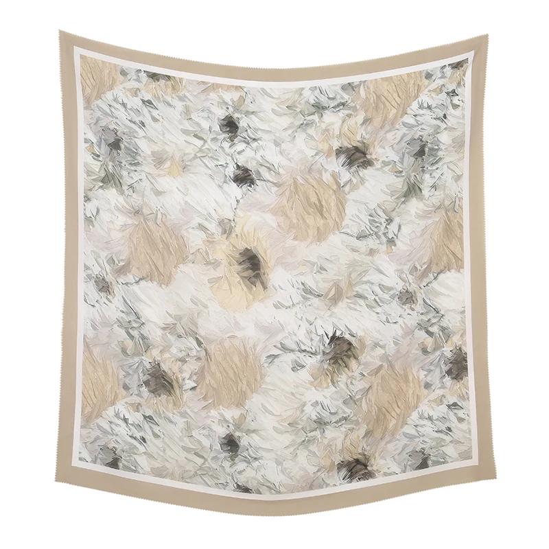 110*110cm Neuer Baumwoll-Leinen-Quadratischer Schal Damen Kopftuch Blumenmuster Halstuch Schals Kopftuch Bandanas Haargummi Stirnbänder