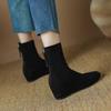 Krazing Pot Flock Autumn Winter Shoes Retro Fashion Wedges Heels Size 43 Zipper Square Toe Keep Warm Ankle Boots