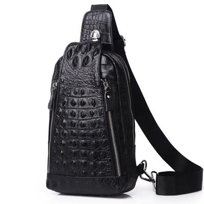 Borsa da uomo, borsa a tracolla, borsa da lavoro da uomo, borsa a tracolla, borsa da petto con strato superiore in pelle di vacchetta e stampa coccodrillo, borsa da petto da uomo
