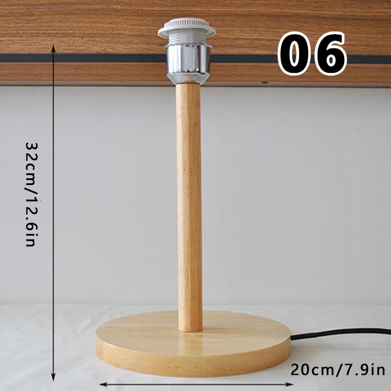 Circular Solid Wooden Base Holder with Cord On Off Switch for Table Lamp,plug In E27 Lamp Bedside Lamp Holder for Home Lighting