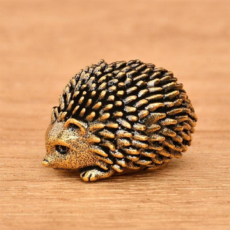 Brass Hedgehog Sculpture Miniature Animal Figurine Antique Metal Ornament Lucky Fengshuis Statue Desktop Decors Gift