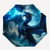 1pc Blue Dragon Fantasy Artwork Pattern Beautiful Looking Automatic Folding Umbrella, 3 Folding, 8 Iron Frame Design, Durable and Suitable for Tr