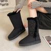 Tall Snow Boots Women's Winter Non-slip Thickened Warm Boots Three-button Snow Cotton Shoes Women's Boots