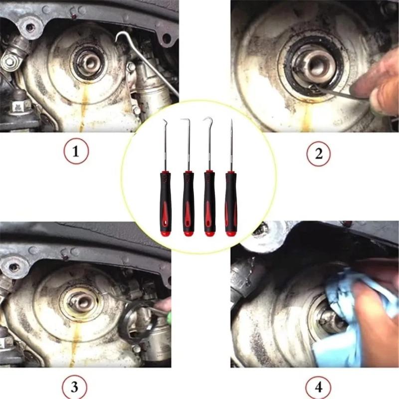 4 buc Set de etanșări și cârlige auto Auto Oil Seal/O-ring Seal Garnitură Pick Hook Puller Remover Anvelope Stone Cleaning Auto Maintenance Tools