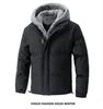 Men's Winter Hooded Faux Two-Piece Fleece Cotton Jacket - Thick and Warm